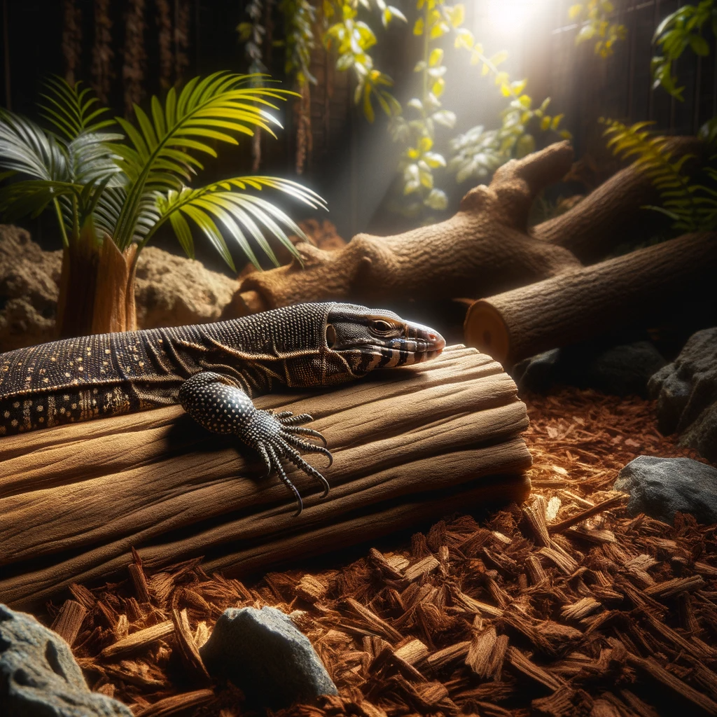 a lizard avoiding impaction using cyprus mulch